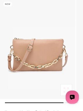 New in Bag Neutral Chain-Accent Crossbody Bag in Taupe